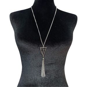 Pendant Necklace Silver Tone Tassel 28 Inch Length